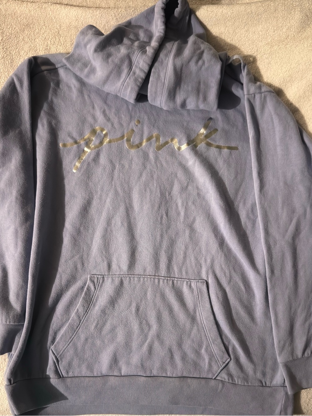 PINK Victoria's Secret Lilac Hoodie with Gold Script Logo
